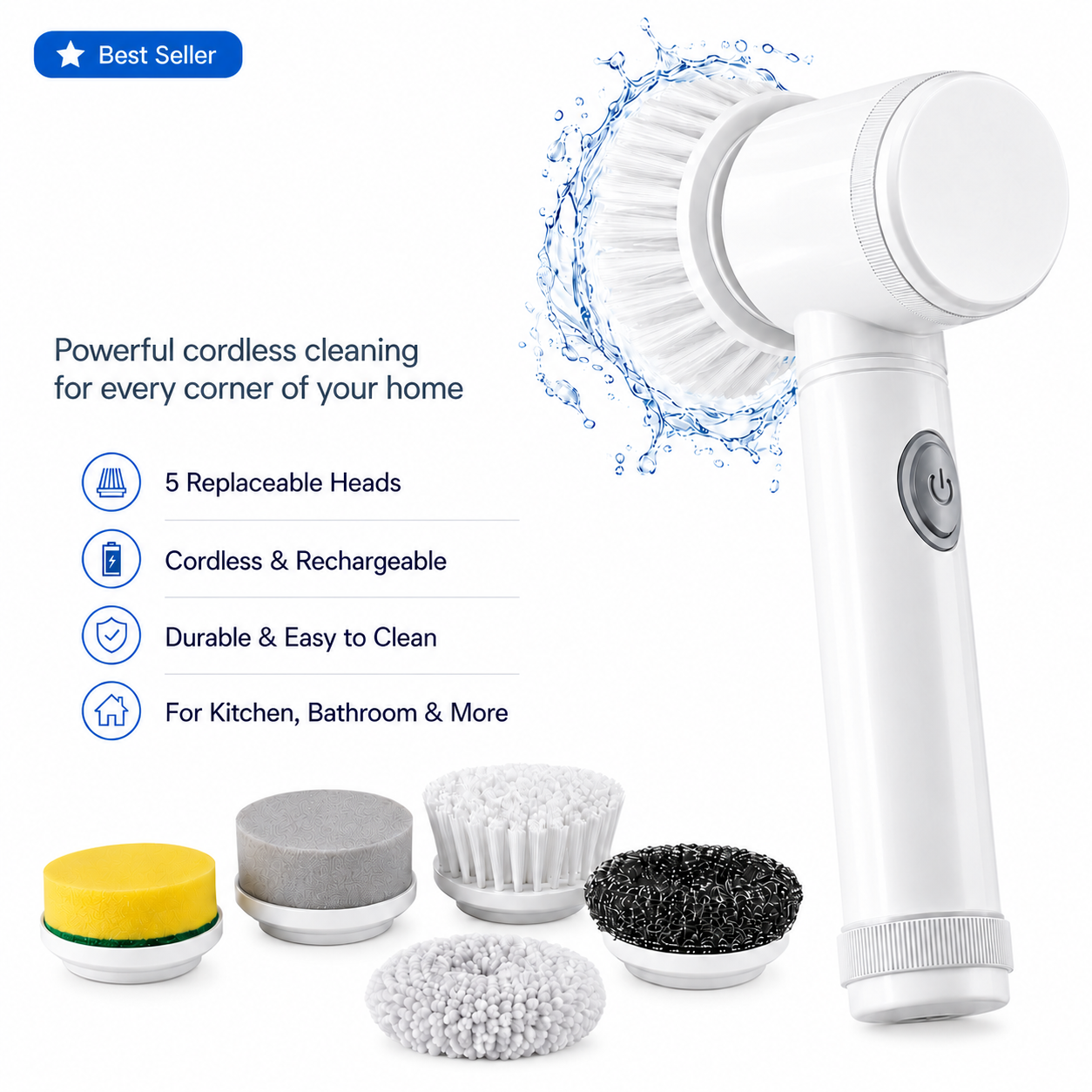 Movlani 5-in-1 Electric Spin Scrubber